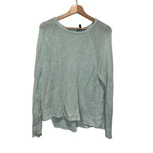 Eileen Fisher Linen XL Light Green Knit Sweater  Relaxed Fit Breathable Fabric W